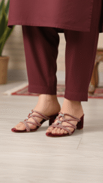 Maroon Fancy Women Slipper FN7988 - View 1
