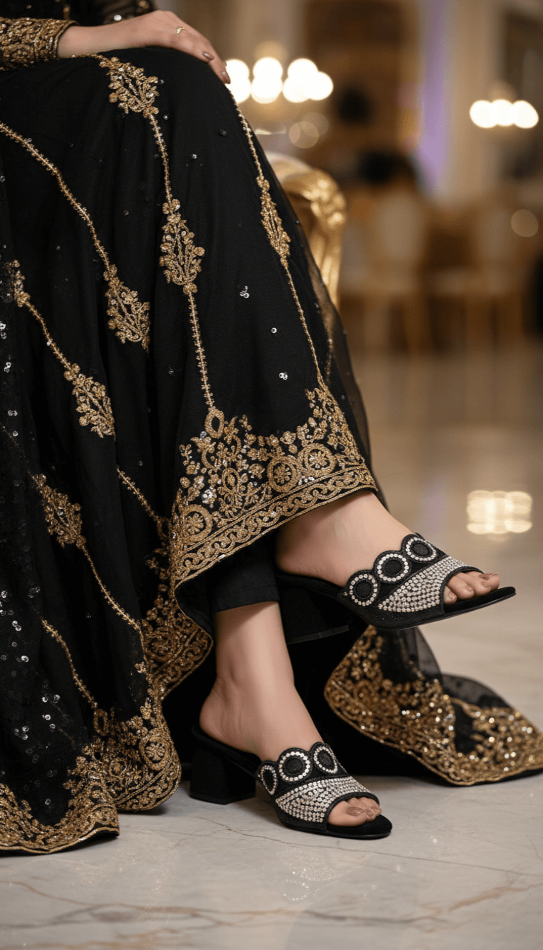 FN7993-01.png Black Fancy Slipper For Ladies FN7993 - View 1