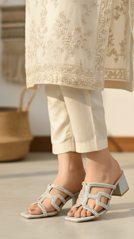 Silver Fancy Women Slipper FN7994 - View 1