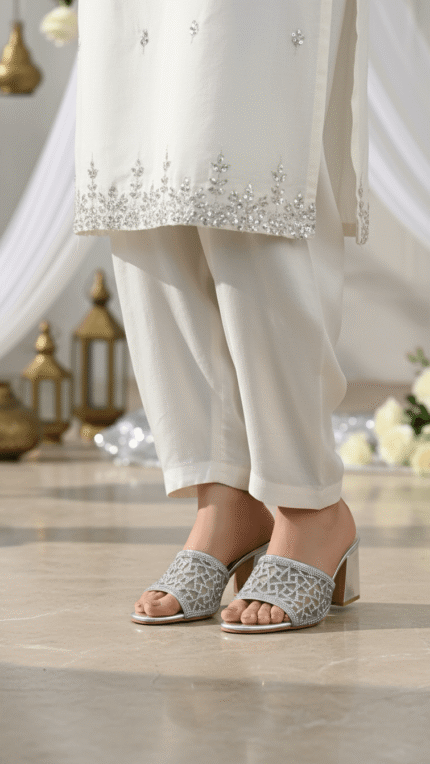 Silver Fancy Women Slipper FN8004 - View 1