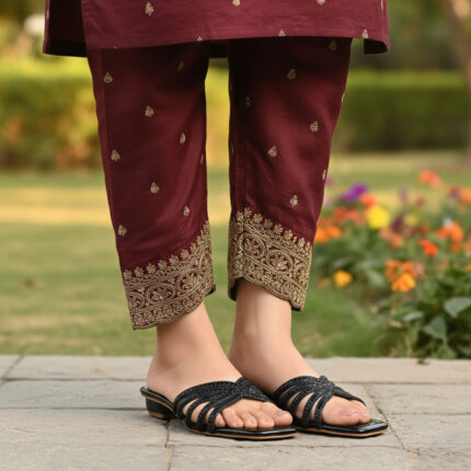 Black Fancy Slipper For Ladies FN8009 - View 2