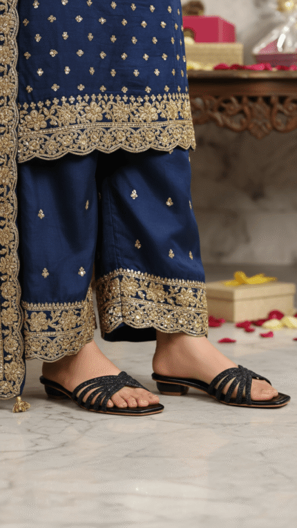 Black Fancy Slipper For Ladies FN8009 - View 1