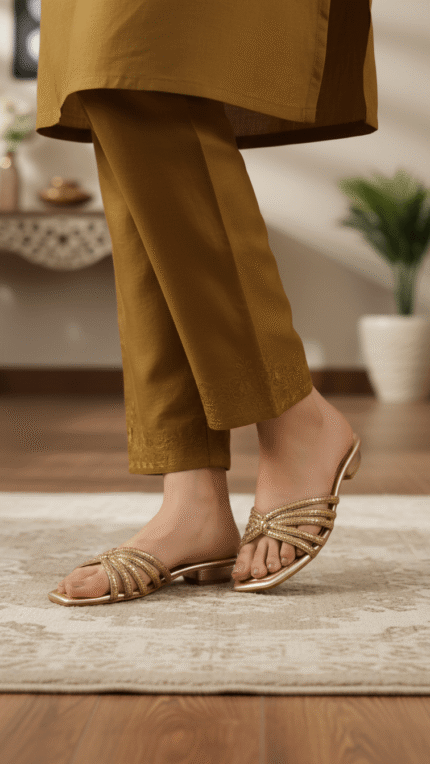 Golden Fancy Slipper For Ladies FN8009 - View 1
