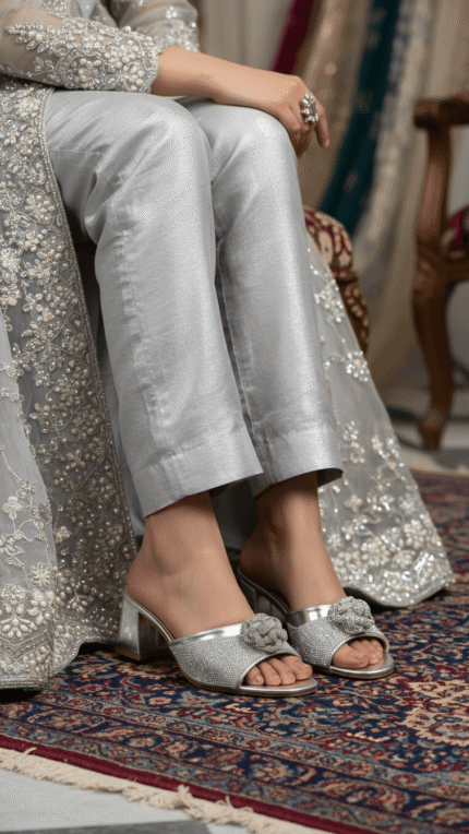 Silver Fancy Women Slipper FN8017 - View 1