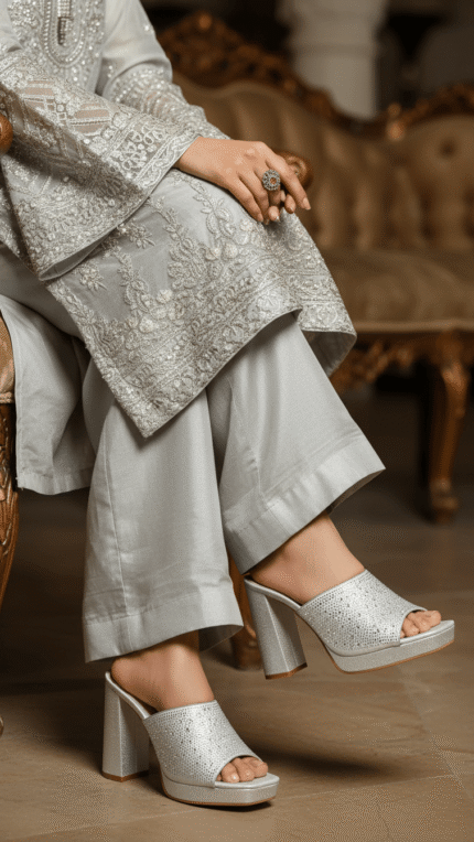 Silver Fancy Women Slipper FN8023 - View 1