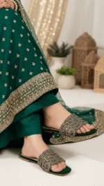 Green Fancy Slipper For Women FN8040 - View 1