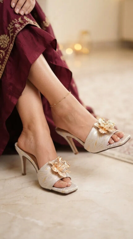 Golden Fancy Slipper For Ladies FN8042 - View 1