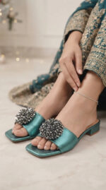 Green Fancy Slipper For Ladies FN8047 - View 1