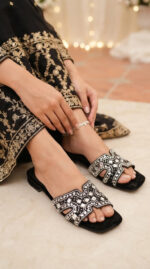 Black Fancy Slipper For Ladies FN8049 - View 1