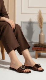 Brown Fancy Slipper For Women FN8050 - View 1