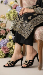 Black Fancy Slipper For Ladies FN8052 - View 1
