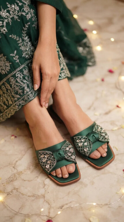Green Fancy Slipper For Ladies FN8053 - View 1