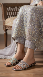 Grey Fancy Slipper For Ladies FN8055 - View 1