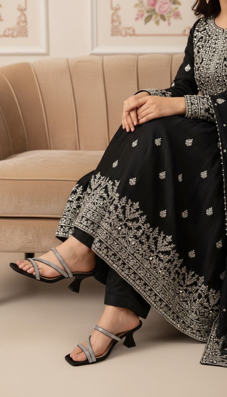 FN805801_ea9a8a84-5d14-495d-9adc-adc6c3eb02fc.png Black Fancy Slipper For Women FN8058 - View 1