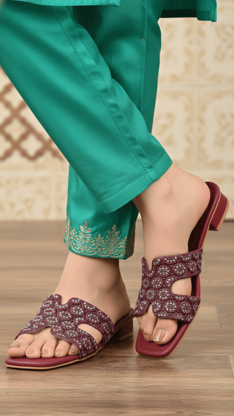 FN8064-05.png Maroon Fancy Slipper For Women FN8064 - View 1