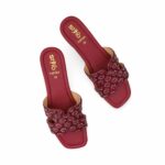 Maroon Fancy Slipper For Women FN8064 - View 5