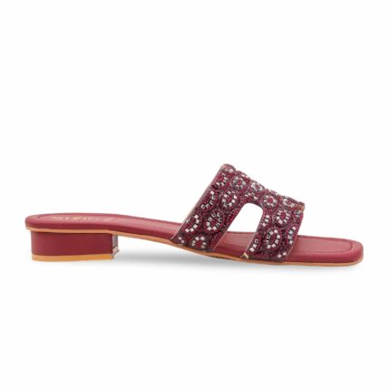 Maroon Fancy Slipper For Women FN8064 - View 2
