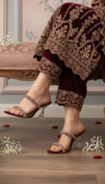 Maroon Fancy Slipper For Ladies FN8066 - View 1