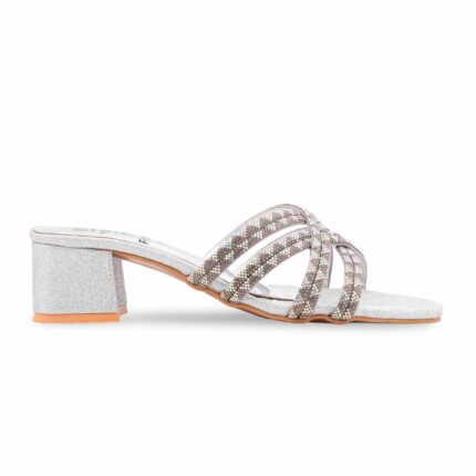 Silver Fancy Women Slipper FN8069 - View 2