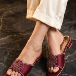 Maroon Fancy Women Slipper FN8071 - View 1
