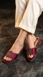 Maroon Fancy Women Slipper FN8071 - View 1