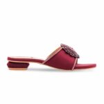 Maroon Fancy Women Slipper FN8071 - View 2