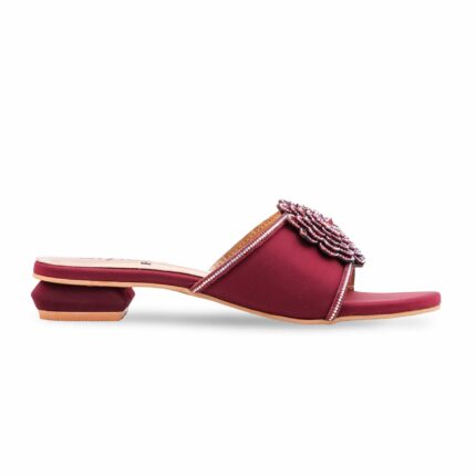 Maroon Fancy Women Slipper FN8071 - View 2