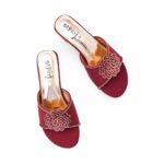 Maroon Fancy Women Slipper FN8071 - View 5