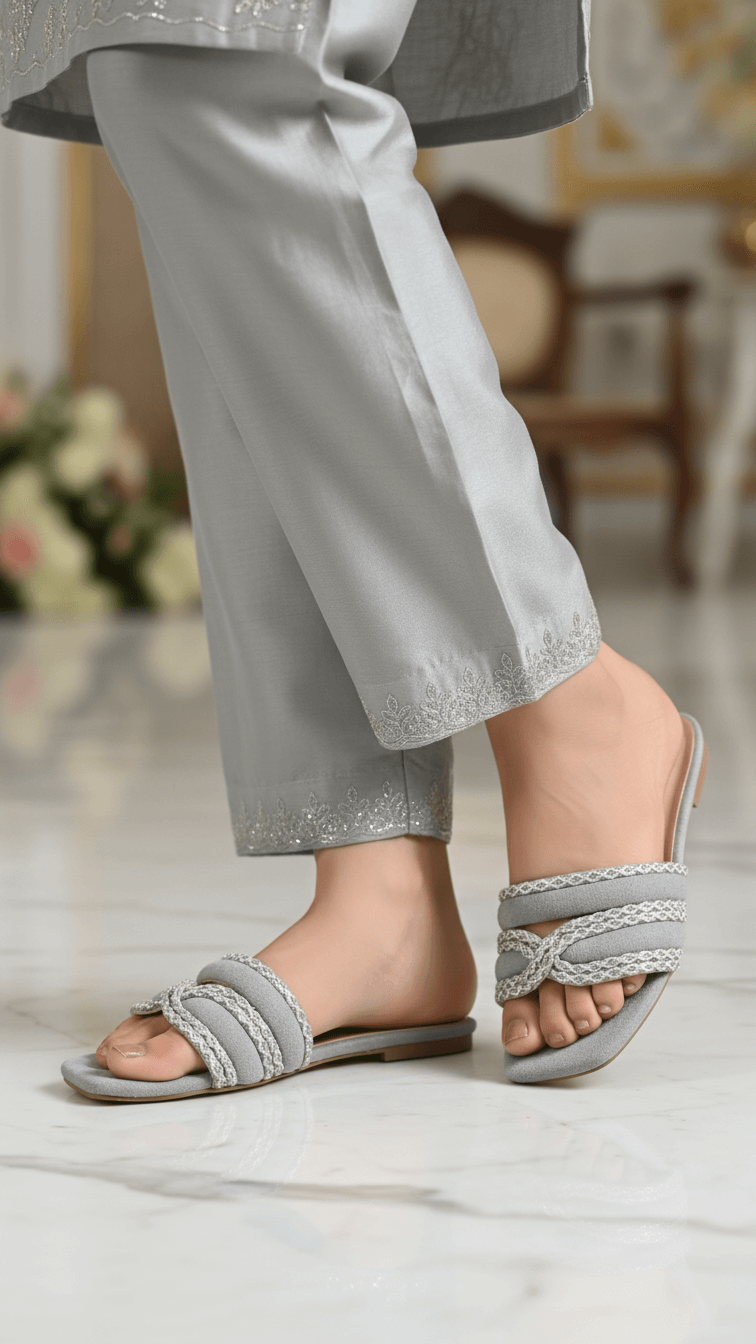 FN8081-07.png Grey Fancy Slipper For Ladies FN8081 - View 1
