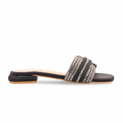 Black Fancy Slipper For Women FN8084 - View 2