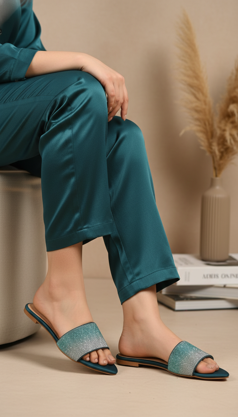 FN8087-11-36.png Green Fancy Slipper For Women FN8087 - View 1
