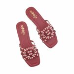 Maroon Fancy Slipper For Ladies FN8090 - View 5