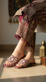 Maroon Fancy Slipper For Ladies FN8090 - View 1