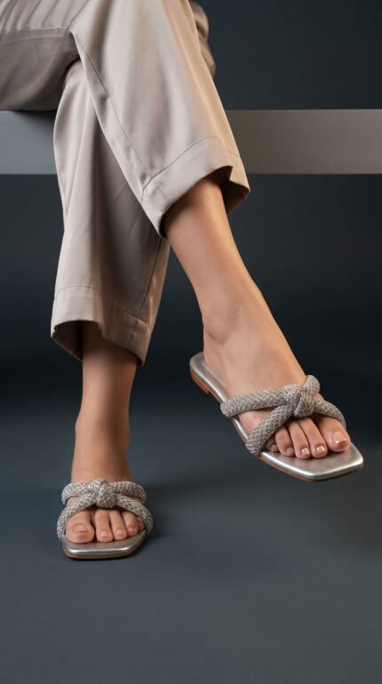 Silver Fancy Women Slipper FN8091 - View 1
