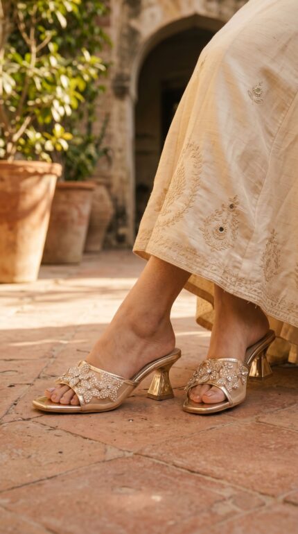 Golden Fancy Slipper For Ladies FN8107 - View 1
