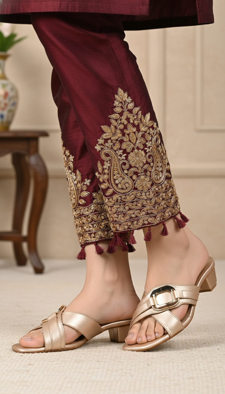 FR842515_2_acbaa132-f86f-4a2e-97ab-d9e8c2802c56.png Golden Formal Slipper For Ladies FR8425 - View 1