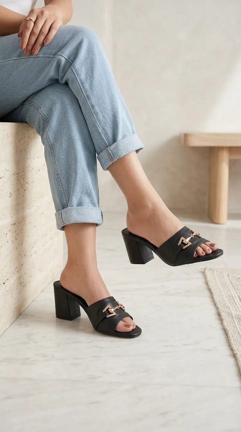 FR845201.jpg Black Formal Slipper For Women FR8452 - View 1