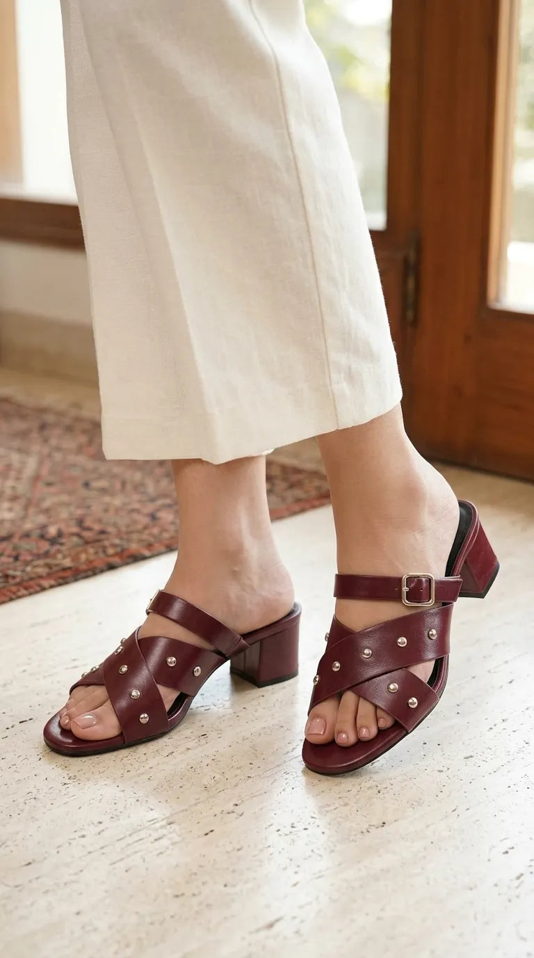 FR845405.jpg Maroon Formal Slipper For Women FR8454 - View 1