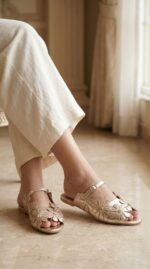 Golden Formal Slipper For Women FR8464 - View 1