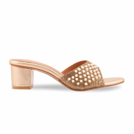 Golden Formal Slipper For Ladies FR8483 - View 2