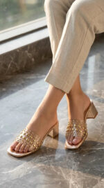 Golden Formal Slipper For Women FR8492 - View 1