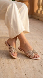 Golden Formal Slipper For Women FR8539 - View 1