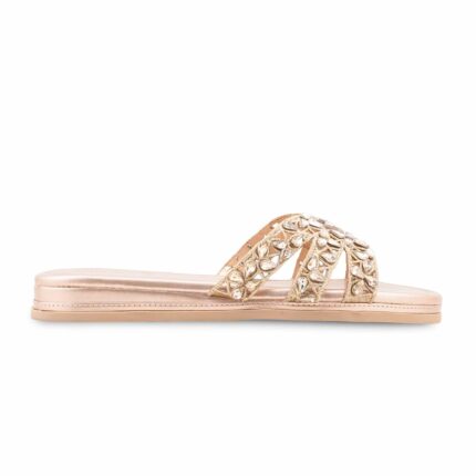 Golden Formal Slipper For Women FR8539 - View 2