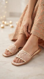 Golden Formal Slipper For Women FR8540 - View 1