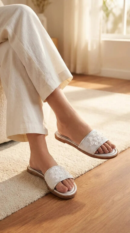 Silver Formal Slipper For Women FR8540 - View 1