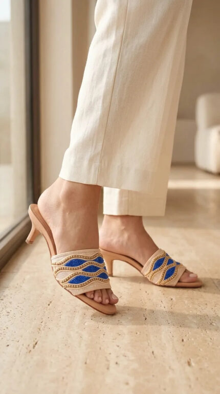 Blue Formal Slipper For Women FR8541 - View 1