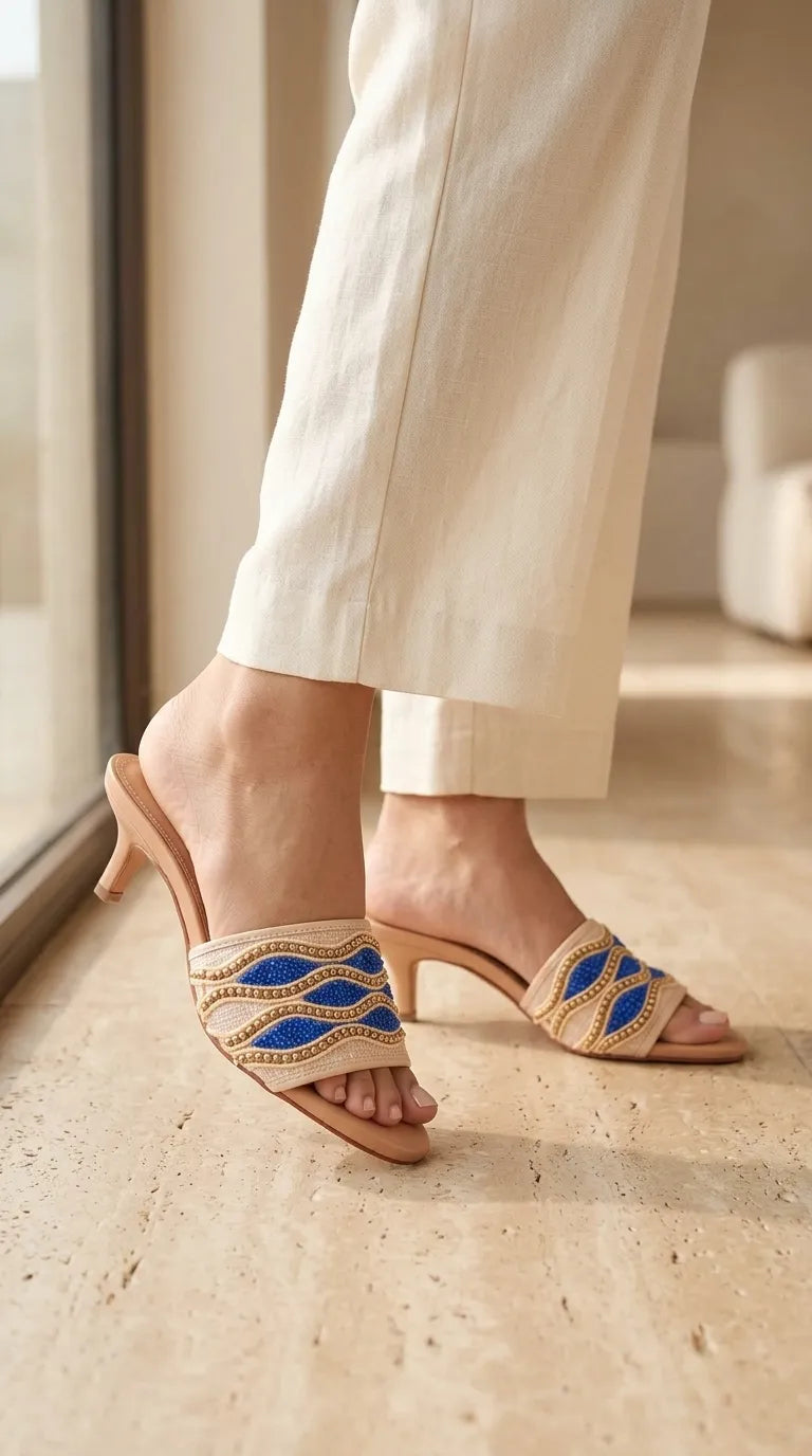 FR854112.jpg Blue Formal Slipper For Women FR8541 - View 1