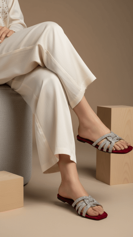 Maroon Fancy Slipper LFN715 - View 1