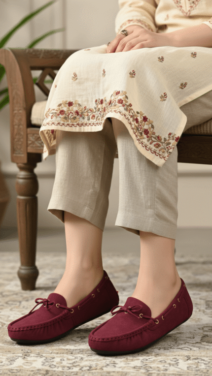 Maroon Moccasin For Ladies LWN429 - View 2