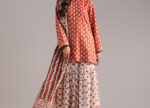 Rust Textured Cotton Straight Suit - View 5